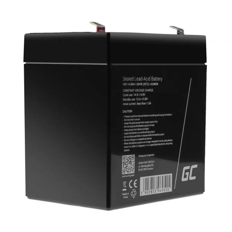 Bateria Chumbo Gel AGM 12V 4A GREEN CELL 1