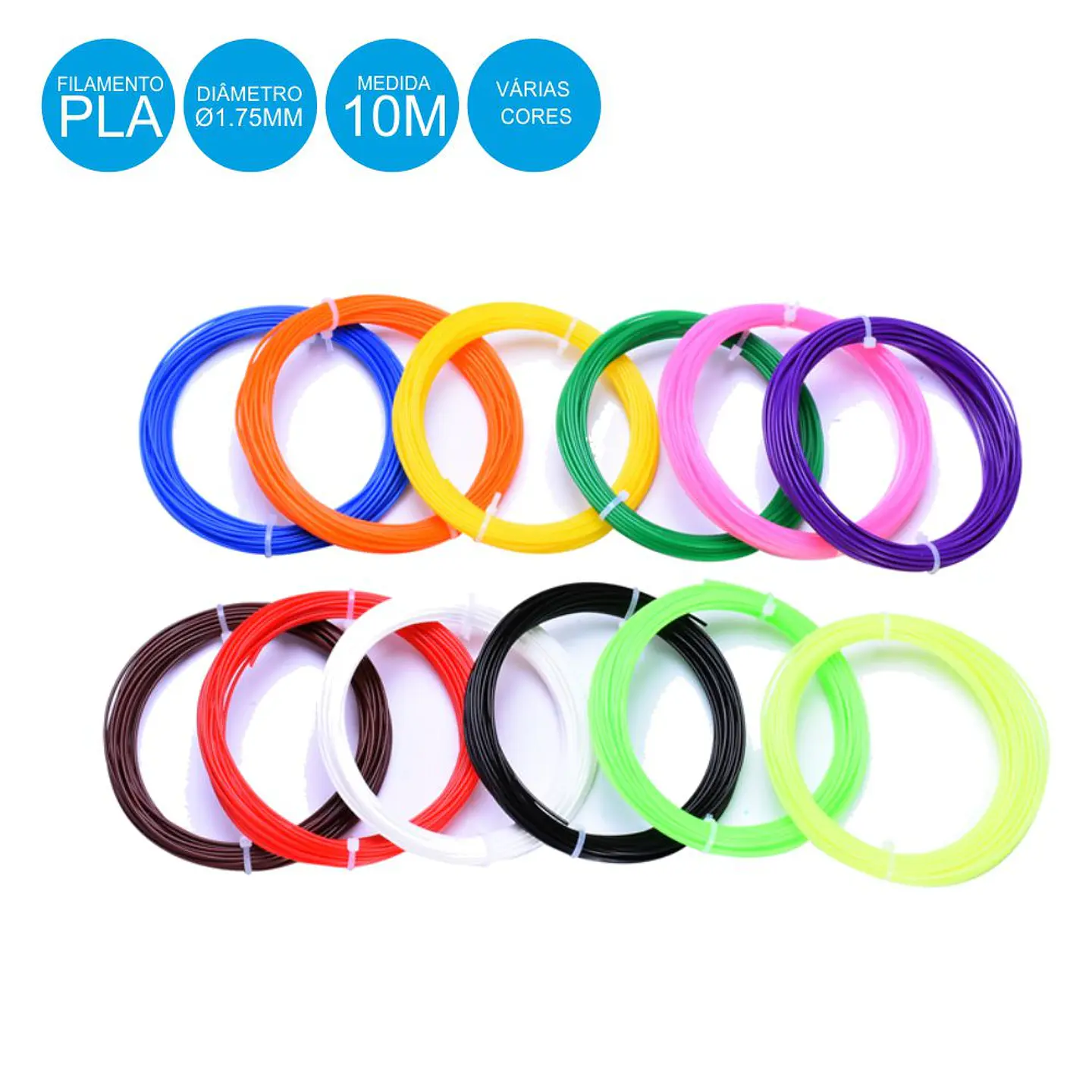 Conjunto De Filamentos P/ Impressão 3D 10m 1.75mm 20 Cores 1