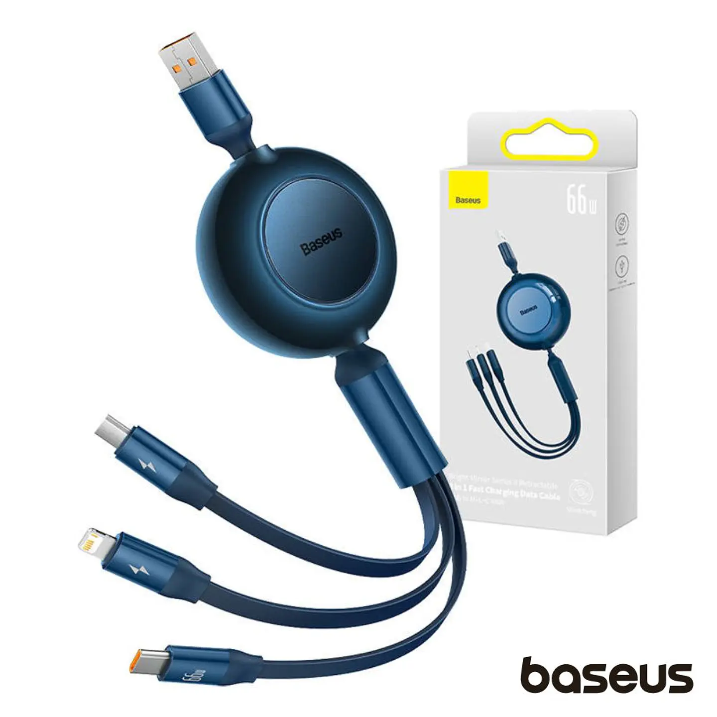 Cabo USB-A Macho p/ Lightning/USB-C PD/MicroUSB 66W BASEUS 1