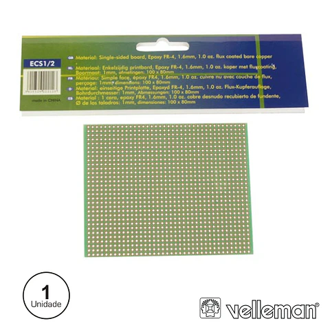PLACA CIRCUITO IMPRESSO PERFURADA EM PONTOS 100X80MM