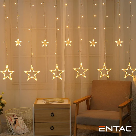 Grinalda 138 LEDs Cortina de Estrelas 2x1m C/ Comando ENTAC