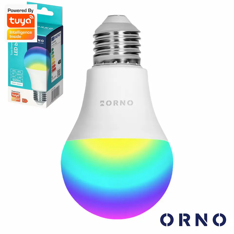 Lâmpada LED E27 A60 5.5W RGBW 6000K 800lm TUYA ORNO 1
