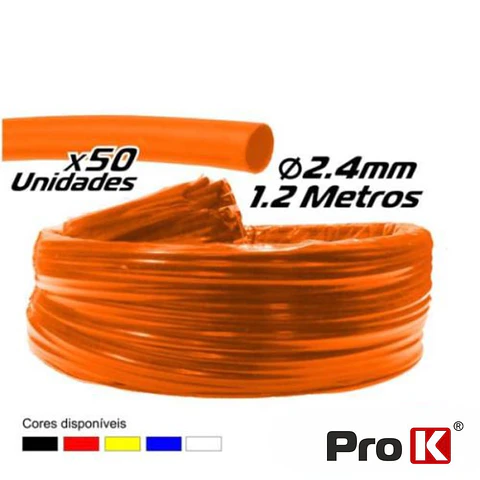 TUBO MANGA TERMORETRÁCTIL 2.4MM 1.2M 50X VERMELHO PROK