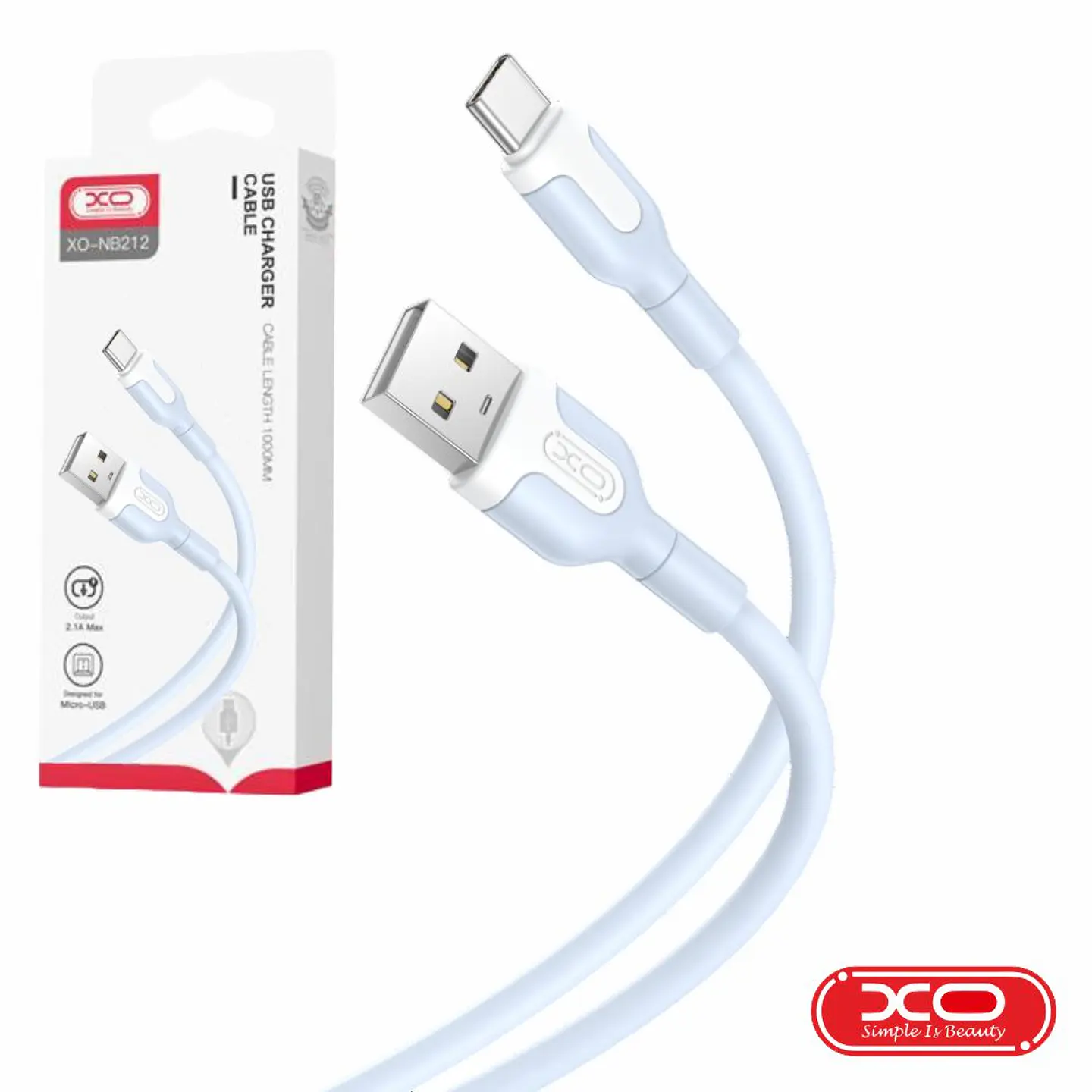 Cabo USB-A 2.0 Macho / USB-C 2.1A 1m Azul XO 1