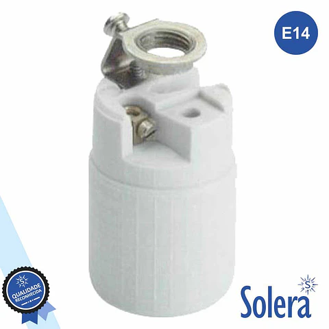 CASQUILHO P/ LÂMPADA E14 BRANCO C/ PROTEÇÃO SOLERA