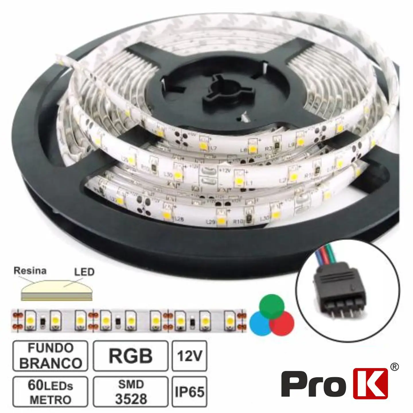FITA 300 LEDS 3528 IMPERMEÁVEL RGB 12V 5M PROK 1