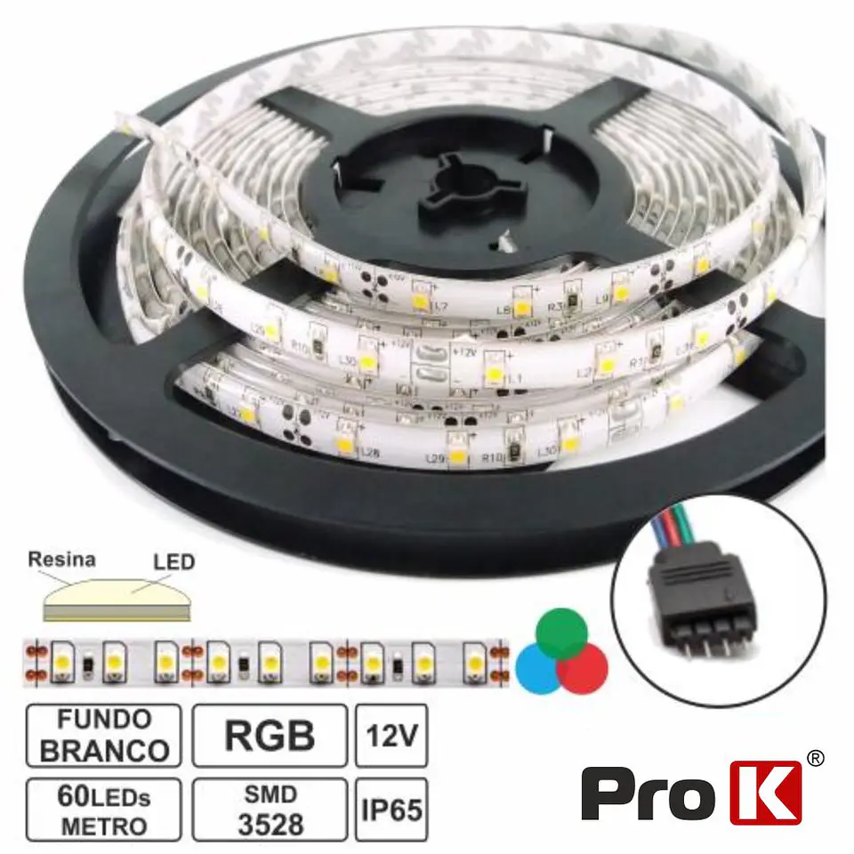 FITA 300 LEDS 3528 IMPERMEÁVEL RGB 12V 5M PROK 1