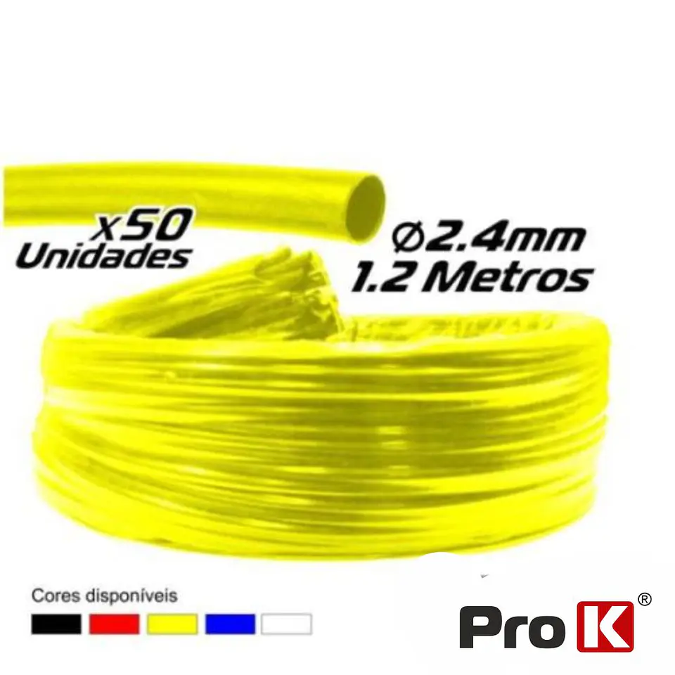 TUBO MANGA TERMORETRÁCTIL 2.4MM 1.2M 50X AMARELO PROK 1