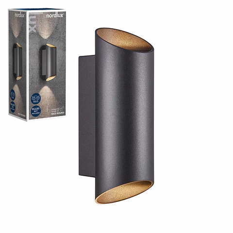 Candeeiro Parede LED 35W NICO ROUND 22 Preto IP54 NEDIS