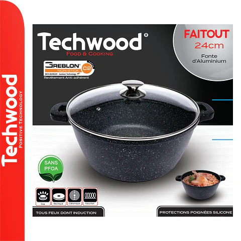 Panela Ø24cm Inox C/ Tampa Vidro Ménage TECHWOOD