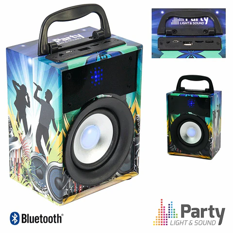 COLUNA BLUETOOTH PORTÁTIL 10W USB/SD/FM/AUX/BAT PARTY
