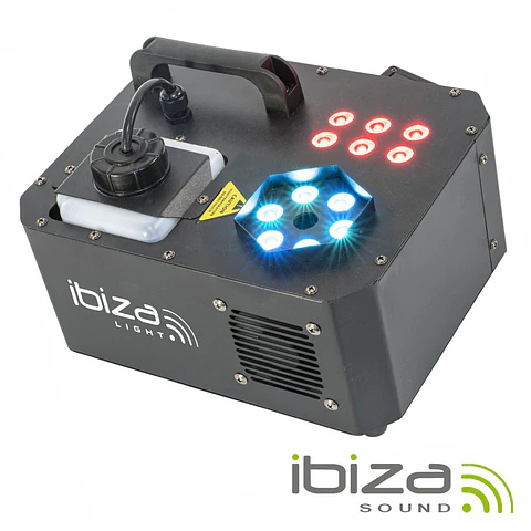 Máquina de Fumos 1000W 12 LEDS 3W RGB C/ Comando IBIZA