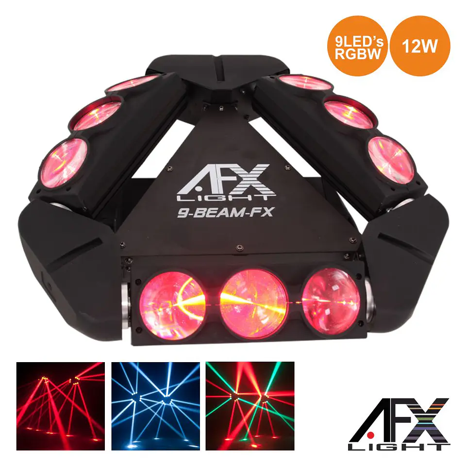 PROJETOR LUZ C/ 9 LEDS 12W CREE RGBW 3 BARRAS DMX AFXLIGHT 1