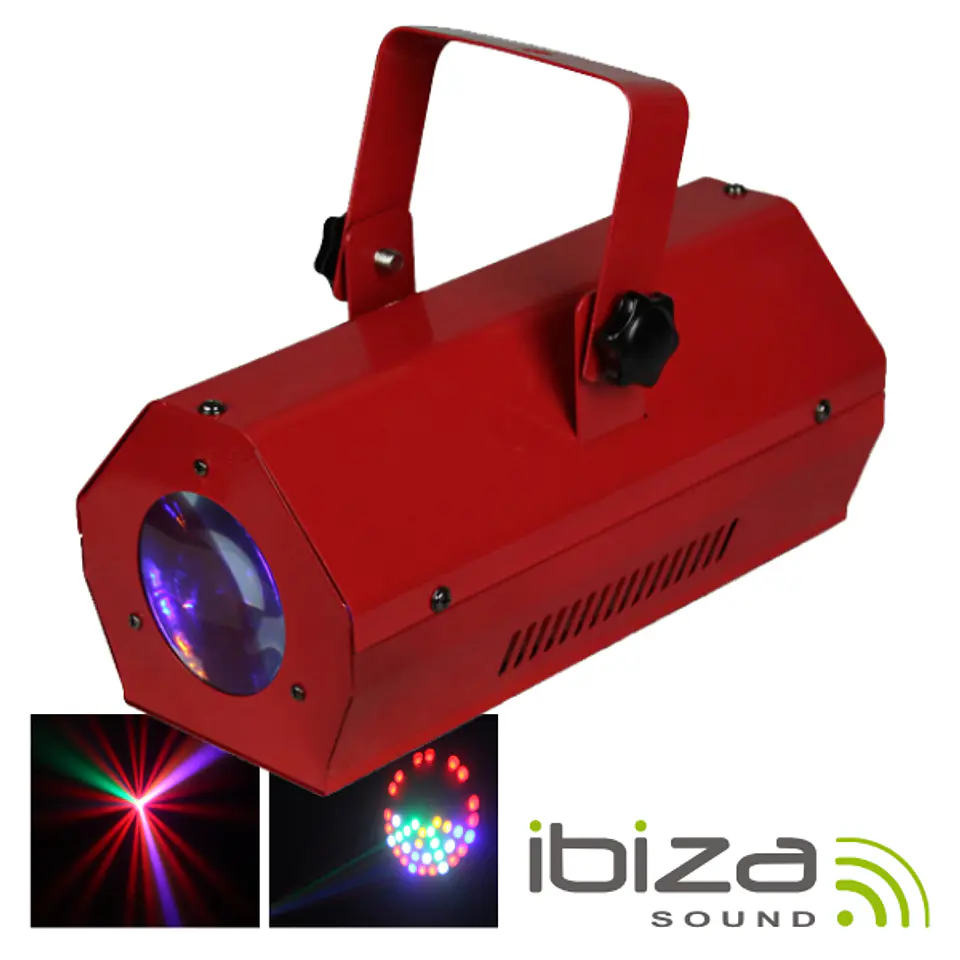 PROJETOR LUZ C/ 56 LEDS RGBAW VERMELHO MIC IBIZA 1