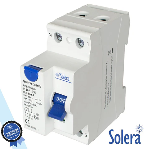 INTERRUPTOR DIFERENCIAL 2P 63A 6kA 240/415V SOLERA