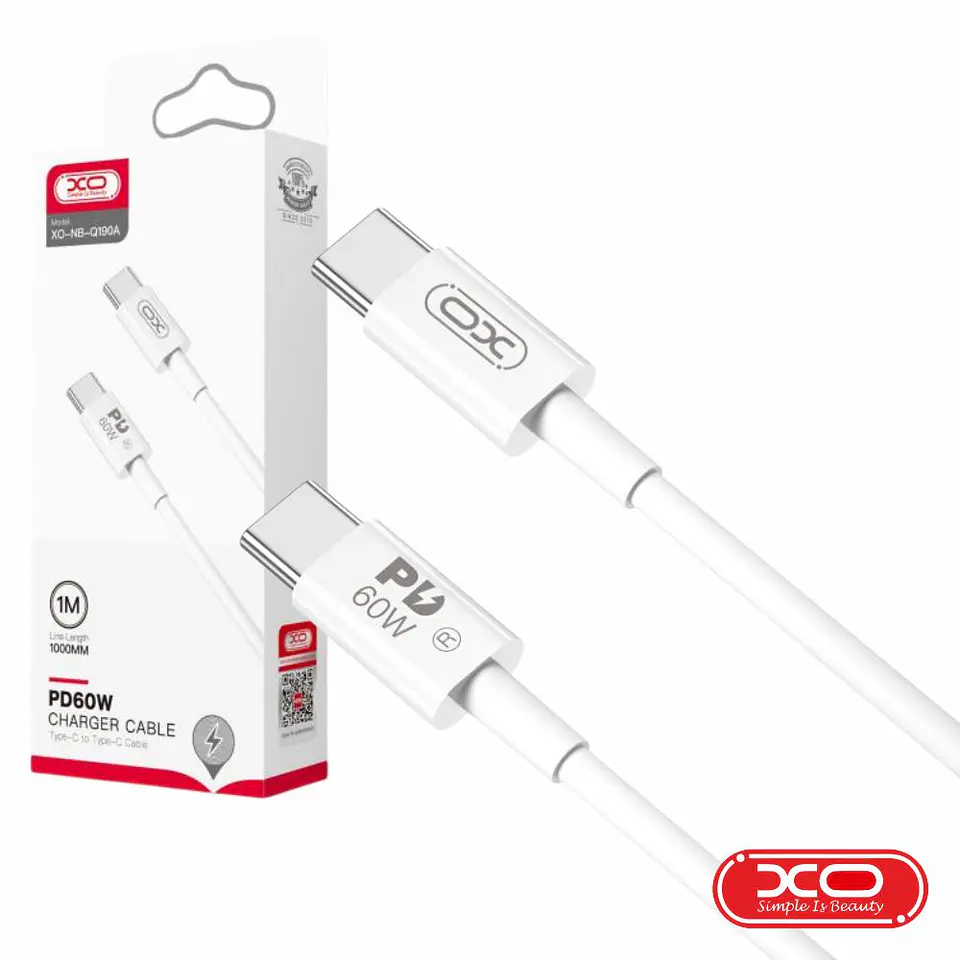 Cabo USB-C Macho / USB-C Macho 1m PD 60W XO 1