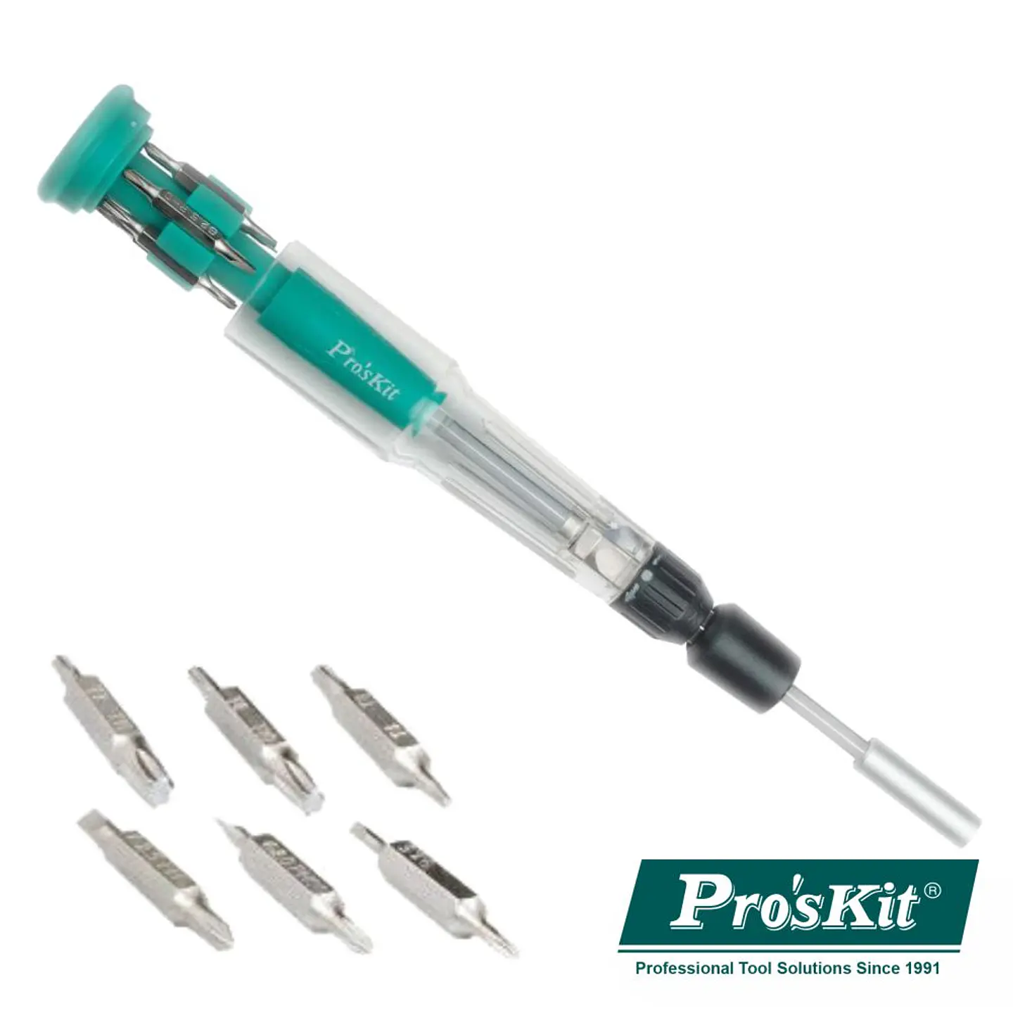 CONJUNTO DE CHAVE ROQUETE C/ 6 BITS DUPLOS 155MM PROSKIT 1