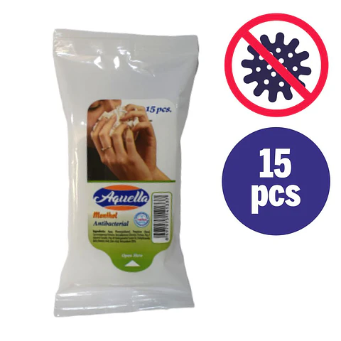 Toalhitas Antibacterianas C/ Aroma de Mentol 15Pcs