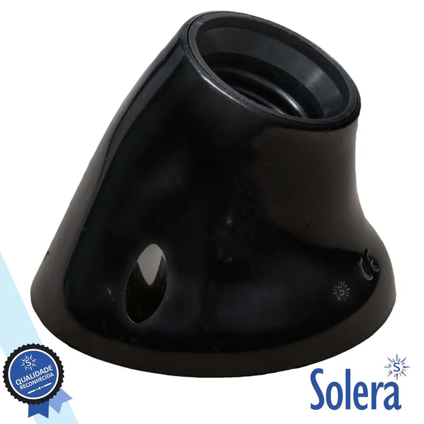 CASQUILHO P/ LÂMPADA E27 CURVO PRETO SOLERA 1