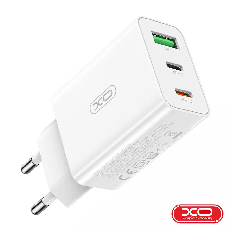 Alimentador USB-A / 2x USB-C PD QC + Cabo USB-A P/ MicroUSB 1