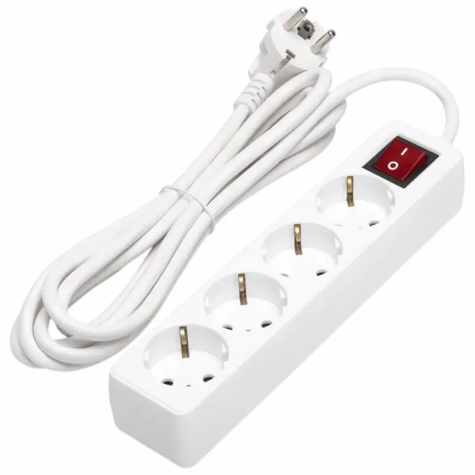 TOMADA ELÉTRICA C/ 4 SAÍDAS INTERRUPTOR 3M BRANCO 1
