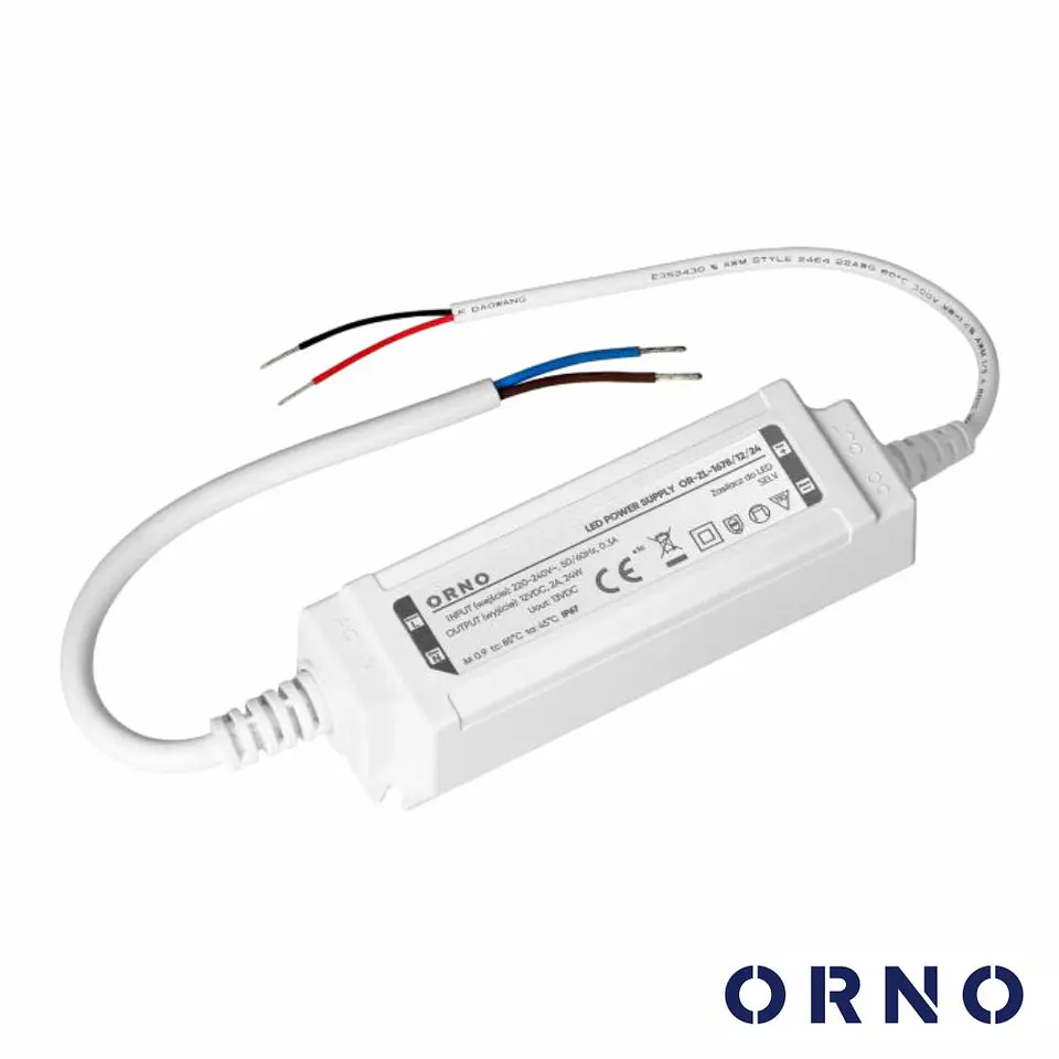 Fonte de Alimentação P/ Fitas LED 12V 24W 2A IP67 ORNO 1