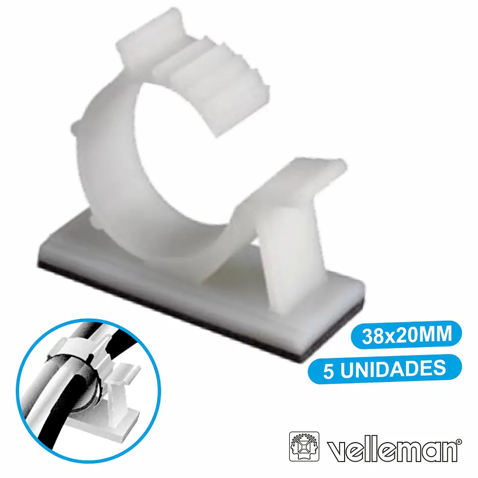 PASSA CABOS C/ ADESIVO 38x20MM 5X VELLEMAN 1