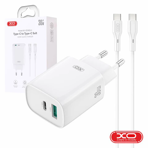 Alimentador Comutado 1xUSB-C/1xUSB-A PD 30W GaN C/ Cabo