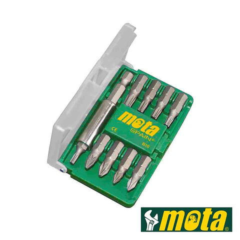 Conjunto de Bits 9x 1/4" 25mm + Adaptador MOTA