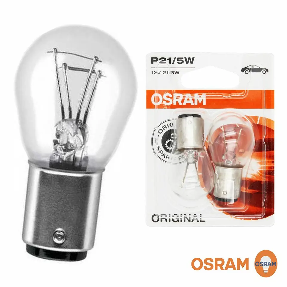 Conjunto 2 Lâmpadas P21 21/5W 12V Halogéneo OSRAM 1