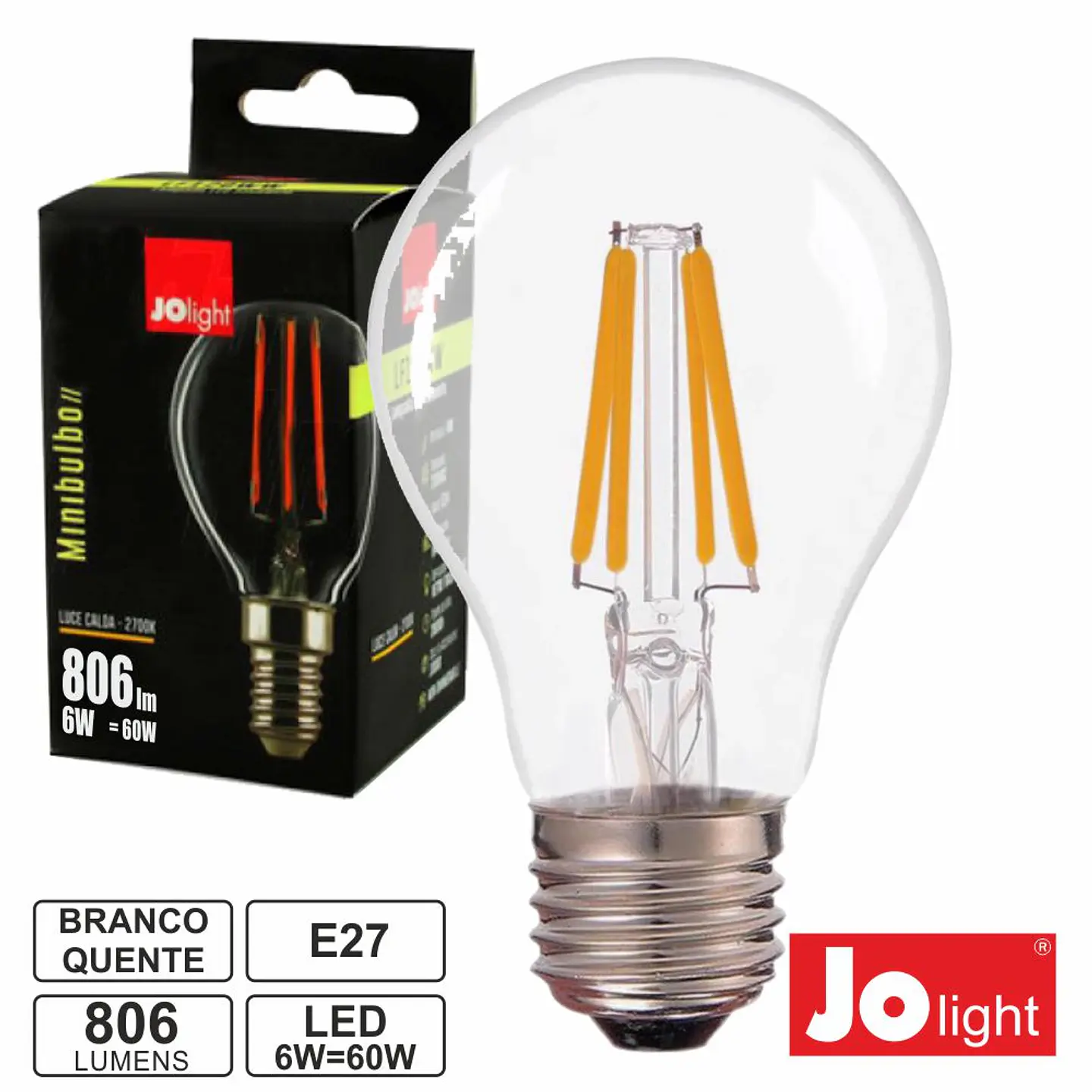 LÂMPADA E27 6W 230V LED FILAMENTO GLOBO 2700K 806LM 1
