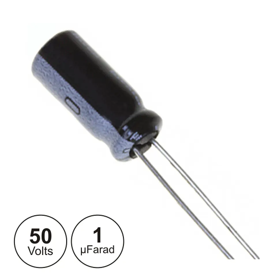 CONDENSADOR ELECTROLITICO 1uF 50V 105º 1