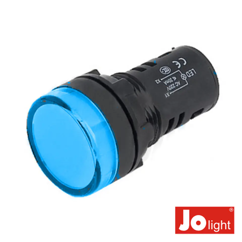 LUZ PILOTO REDONDO DE PAINEL 29MM 12V AZUL JOLIGHT 1