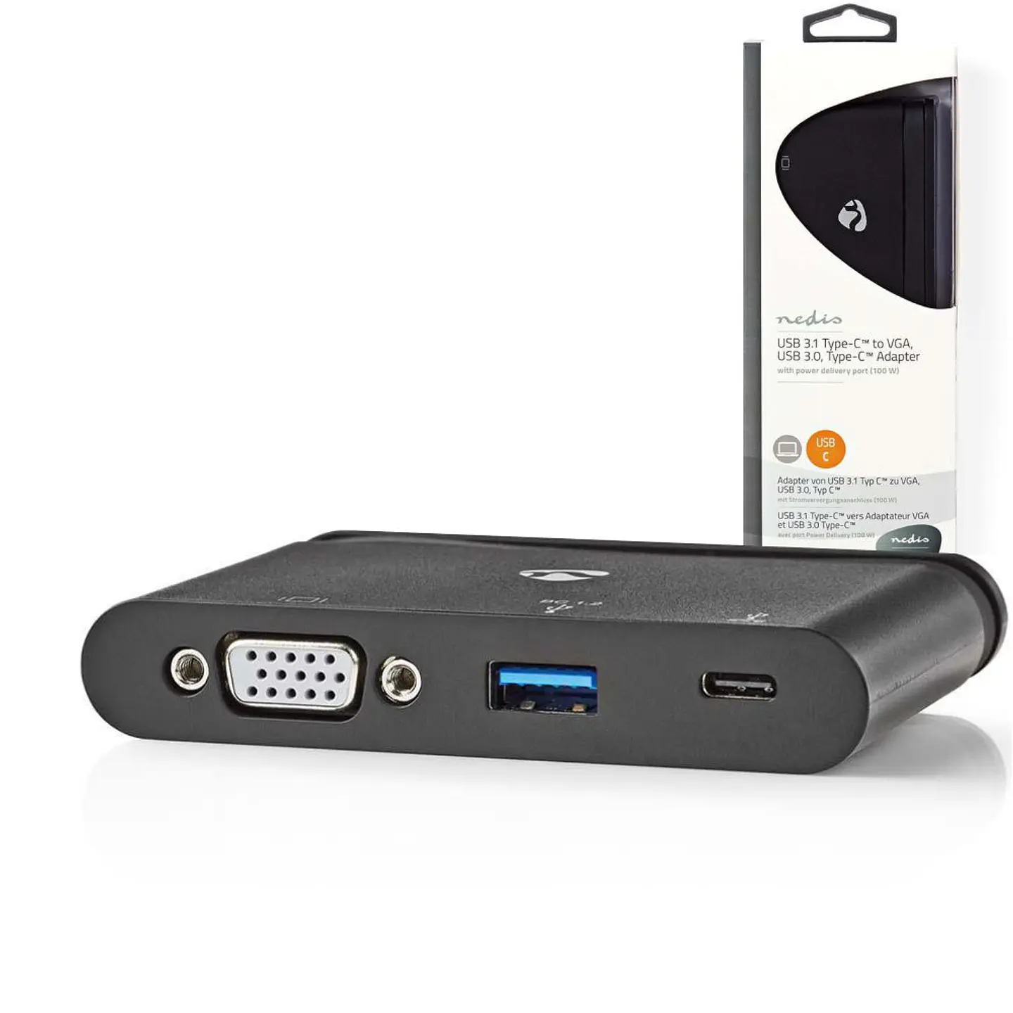 Hub USB-C c/ USB-C / USB 3.0 / VGA 100W NEDIS 1