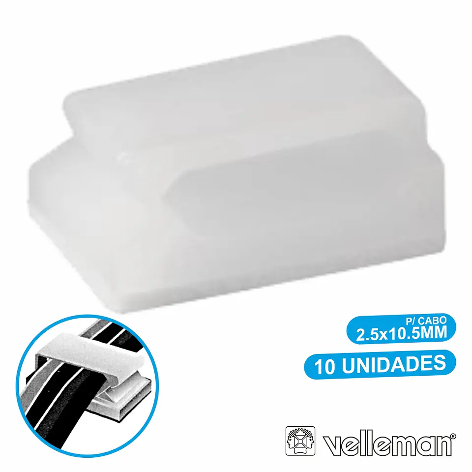 PASSA CABOS C/ ADESIVO 2.5x10.5MM 10X VELLEMAN 1
