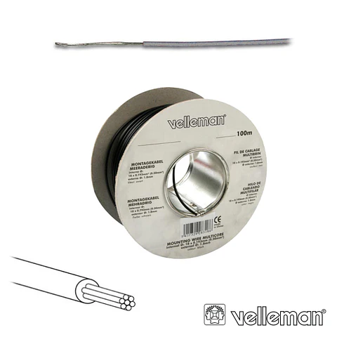 CABO MULTIFILAR CINZA 0.20MM ROLO 100M VELLEMAN