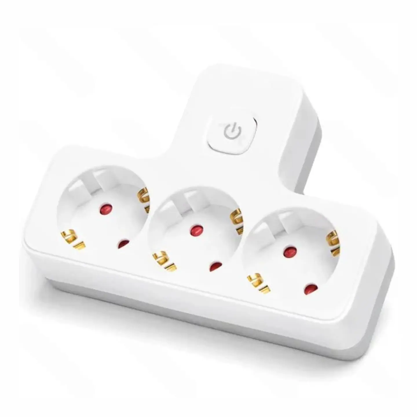 Ficha Elétrica Adaptadora 3x Schuko C/ Interruptor 1