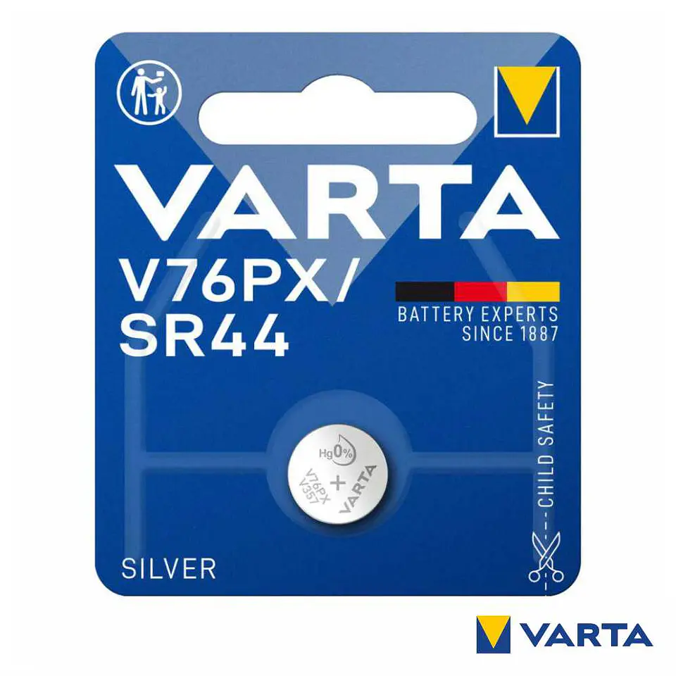 Pilha Óxido Prata Botão V76PX/SR44 1.55V VARTA 1
