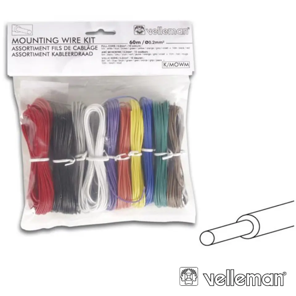 KIT DE FIOS 10 UNI. CORES P/ MONTAGENS ELECTRÓNICAS VELLEMAN 1