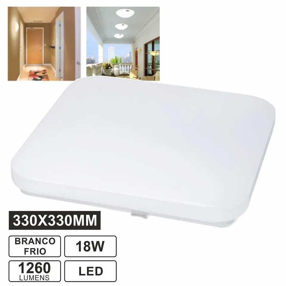 PAINEL LED QUADRADO APLIQUE SLIM 18W 33CM 6500K 1260LM 1