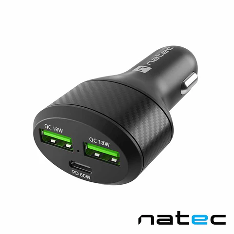 Adaptador Isqueiro CONEY 2xUSB E 1xUSB-C 3A 84W NATEC