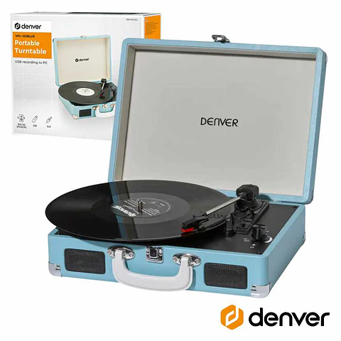 GIRA-DISCOS 33/45/78RPM VINTAGE 2x1W PRETO AZUL
