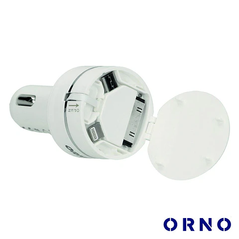 Adaptador Ficha Isqueiro USB-A/MicroUSB/Lightning 8p ORNO