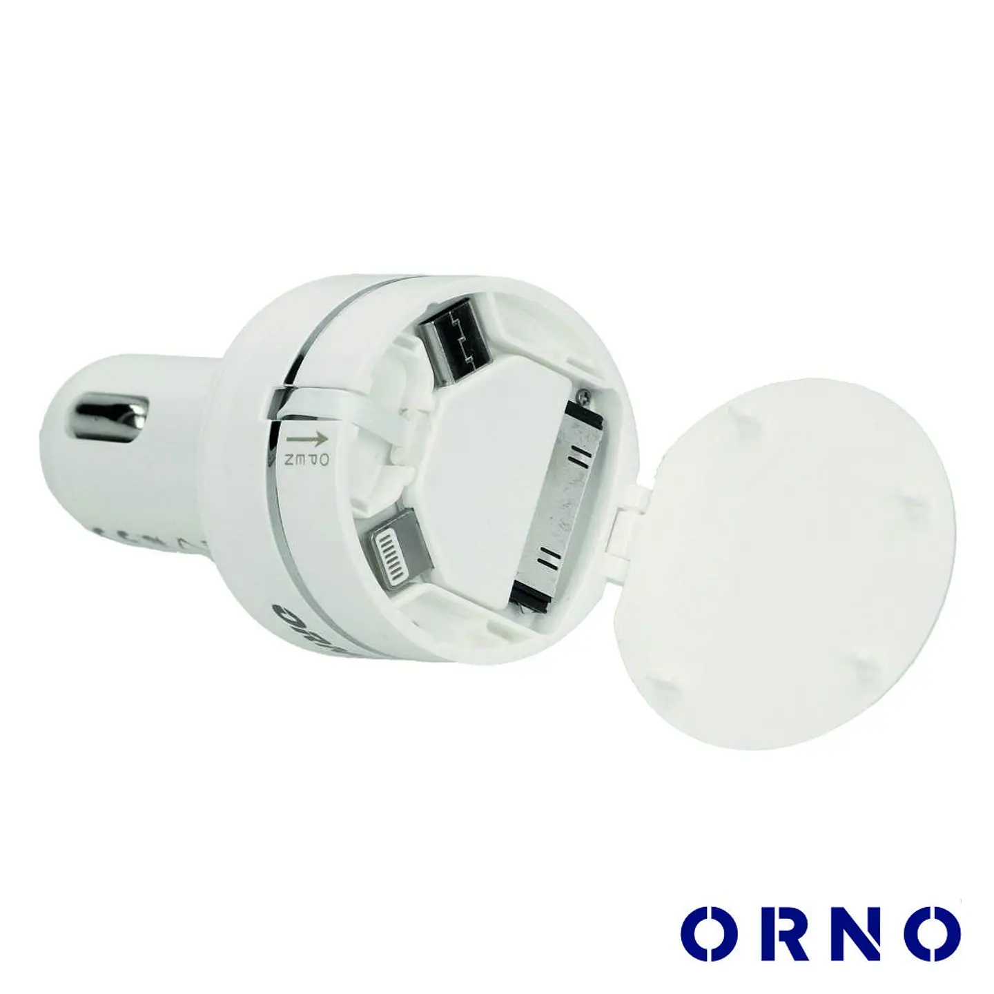 Adaptador Ficha Isqueiro USB-A/MicroUSB/Lightning 8p ORNO 1