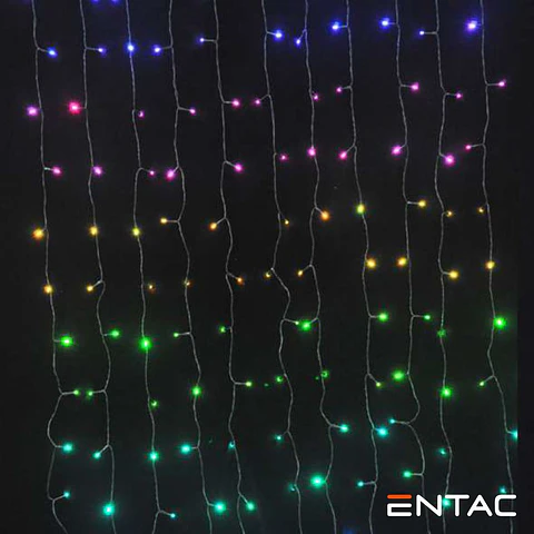 Grinalda 144 LED RGB Cortina 1x1.5m C/ Comando ENTAC