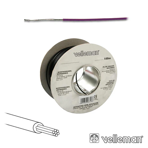 CABO MULTIFILAR VIOLETA 0.20MM ROLO 100M VELLEMAN