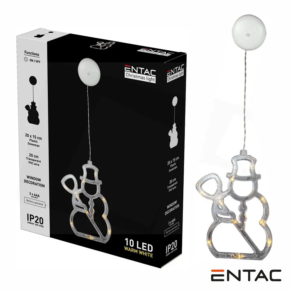 Boneco Neve Decorativo c/ ventosa 10 LED 3000K a pilhas 1