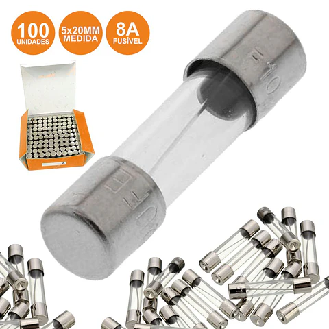 FUSÍVEL 5X20 FUSÃO RÁPIDA 8A (100X)