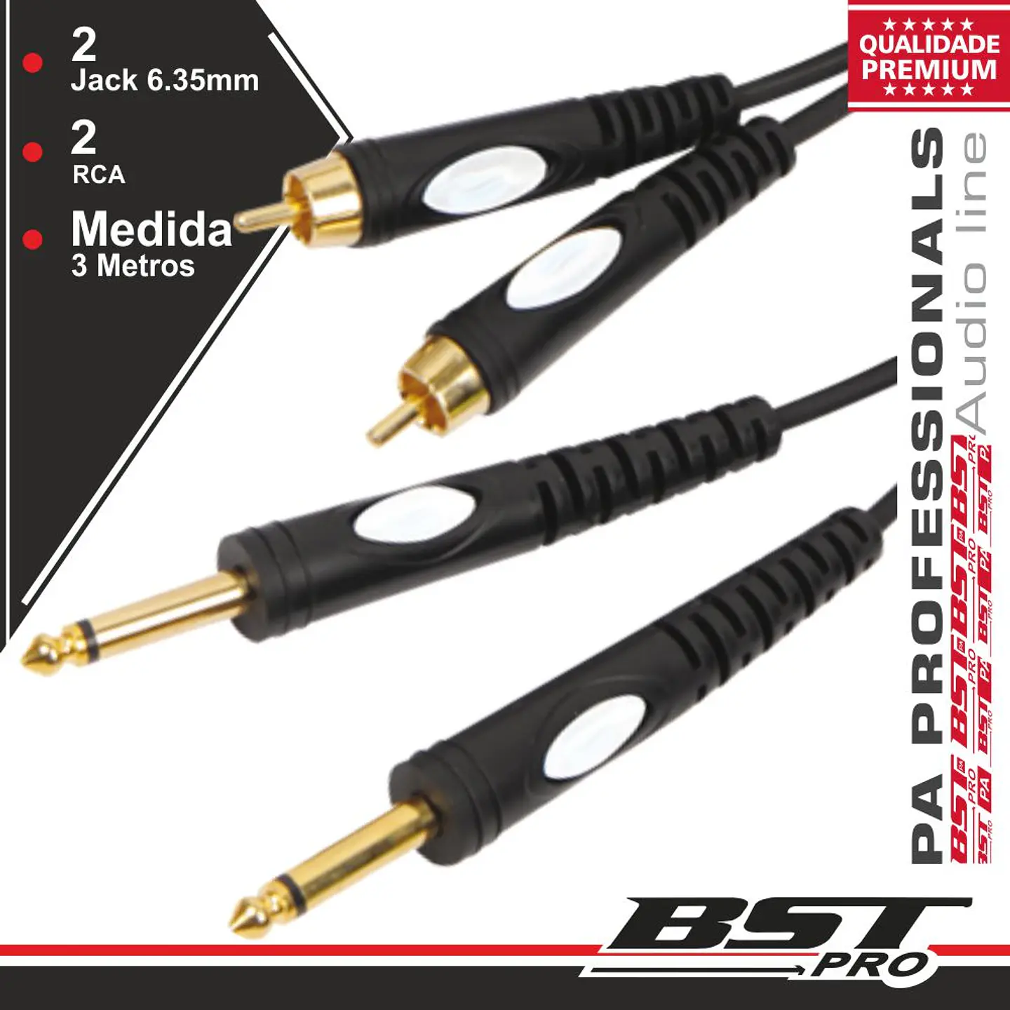 CABO 2-JACK 6.35MM MACHO / 2-RCA MACHO 3M MN BSTPRO 1