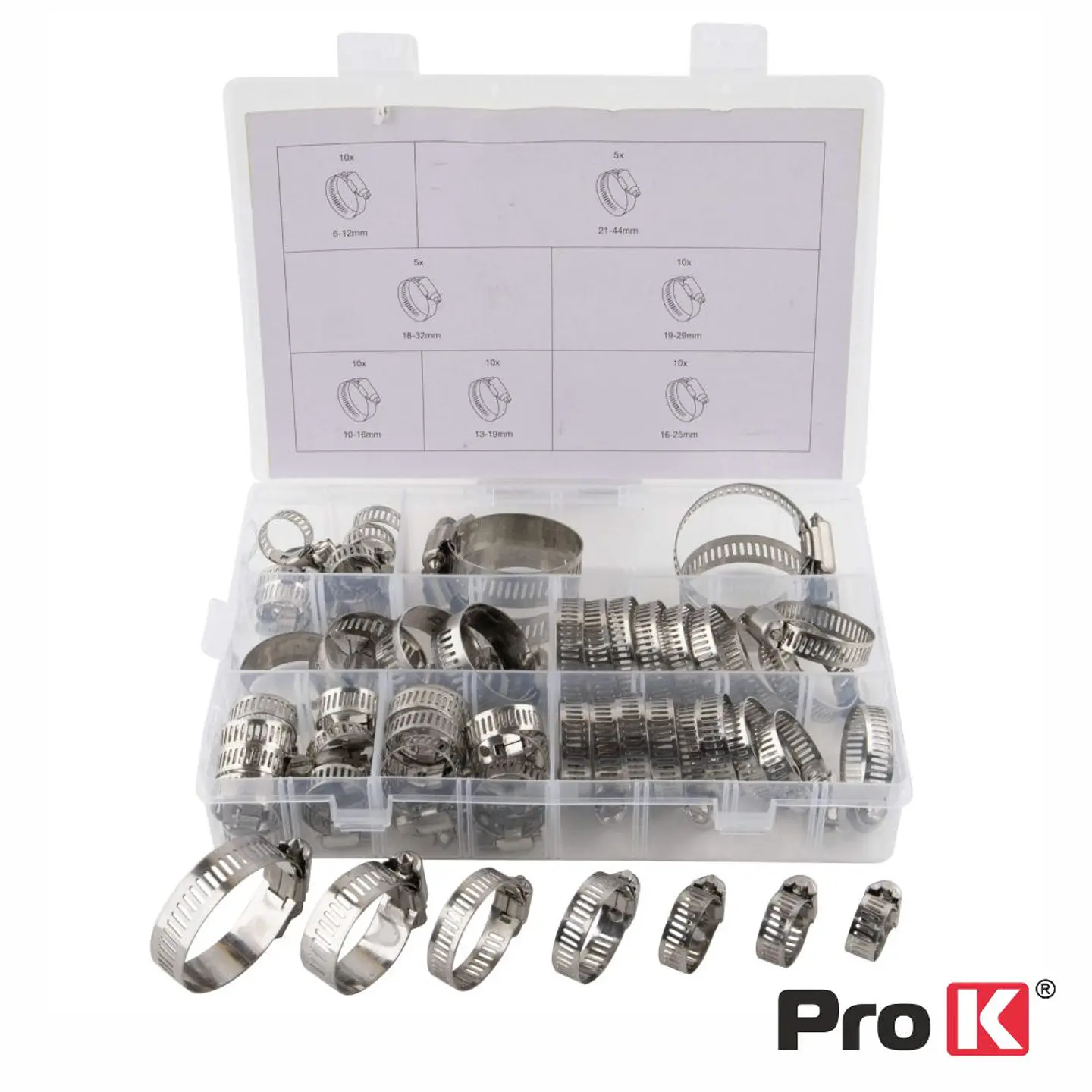 Conjunto de 60 Abraçadeiras P/ Mangueiras 6-44mm PROK 1